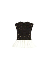 Load image into Gallery viewer, Polka dot peplum top in black - Nina Ricci
