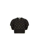 Charger l&#39;image dans la galerie, Cropped polka dot top in black - Nina Ricci
