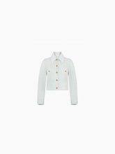 Charger l&#39;image dans la galerie, Striped terry cotton jacket in blue and gold - Nina Ricci
