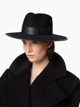 Load image into Gallery viewer, Black Felt Wool Fedora Hat
