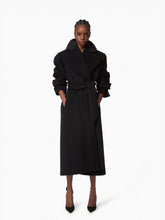 Charger l&#39;image dans la galerie, Black Long Wool Robe Coat - Nina Ricci
