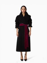 Charger l&#39;image dans la galerie, Black Long Wool Robe Coat - Nina Ricci
