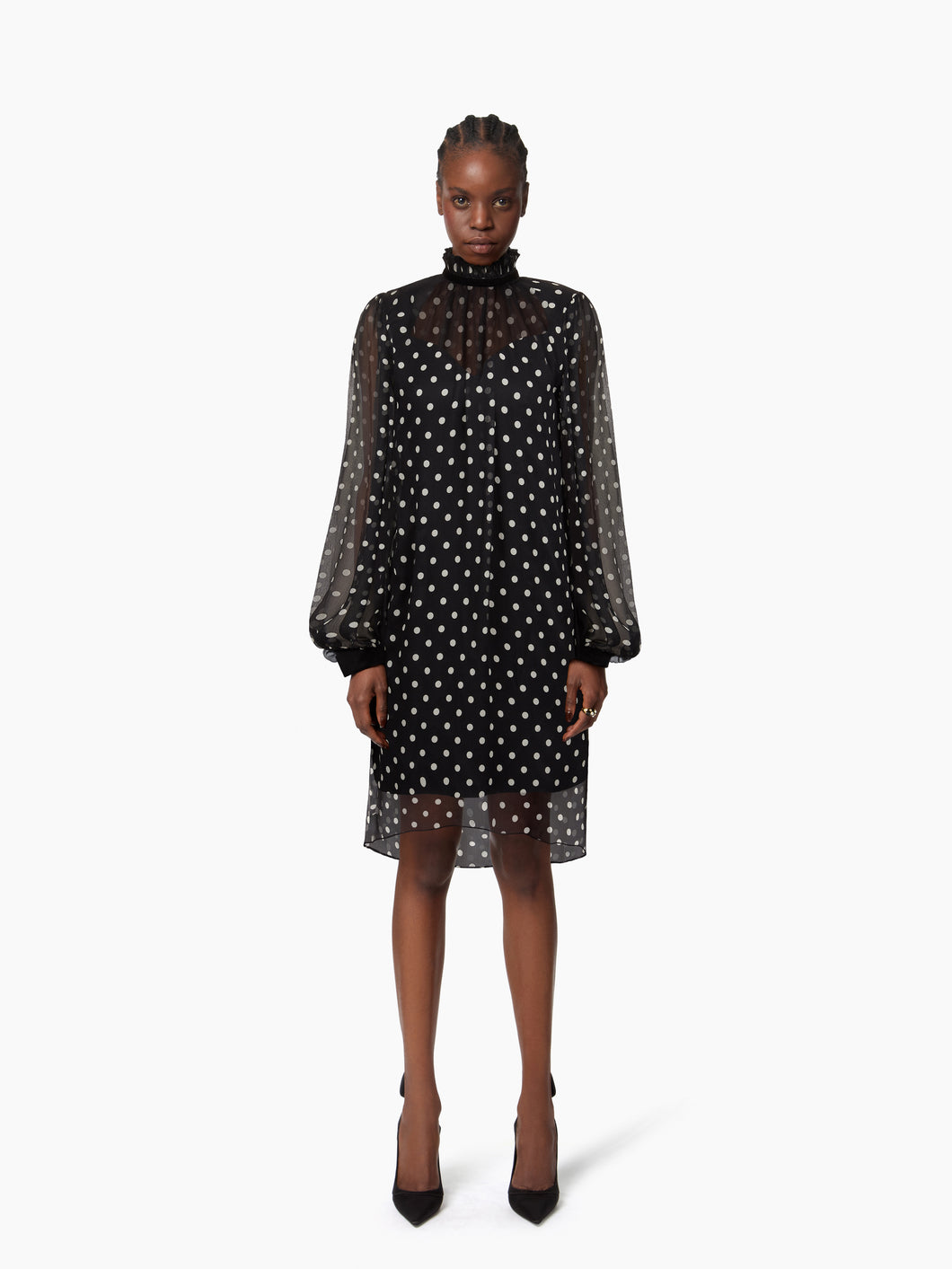 Robe Midi En Soie À Pois