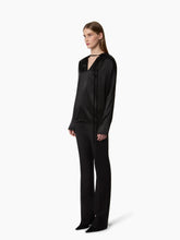 Load image into Gallery viewer, Black Long-Sleeved Satin Blouse
