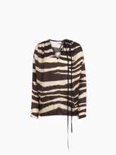 Load image into Gallery viewer, Zebra-Print Long-Sleeved Satin Blouse
