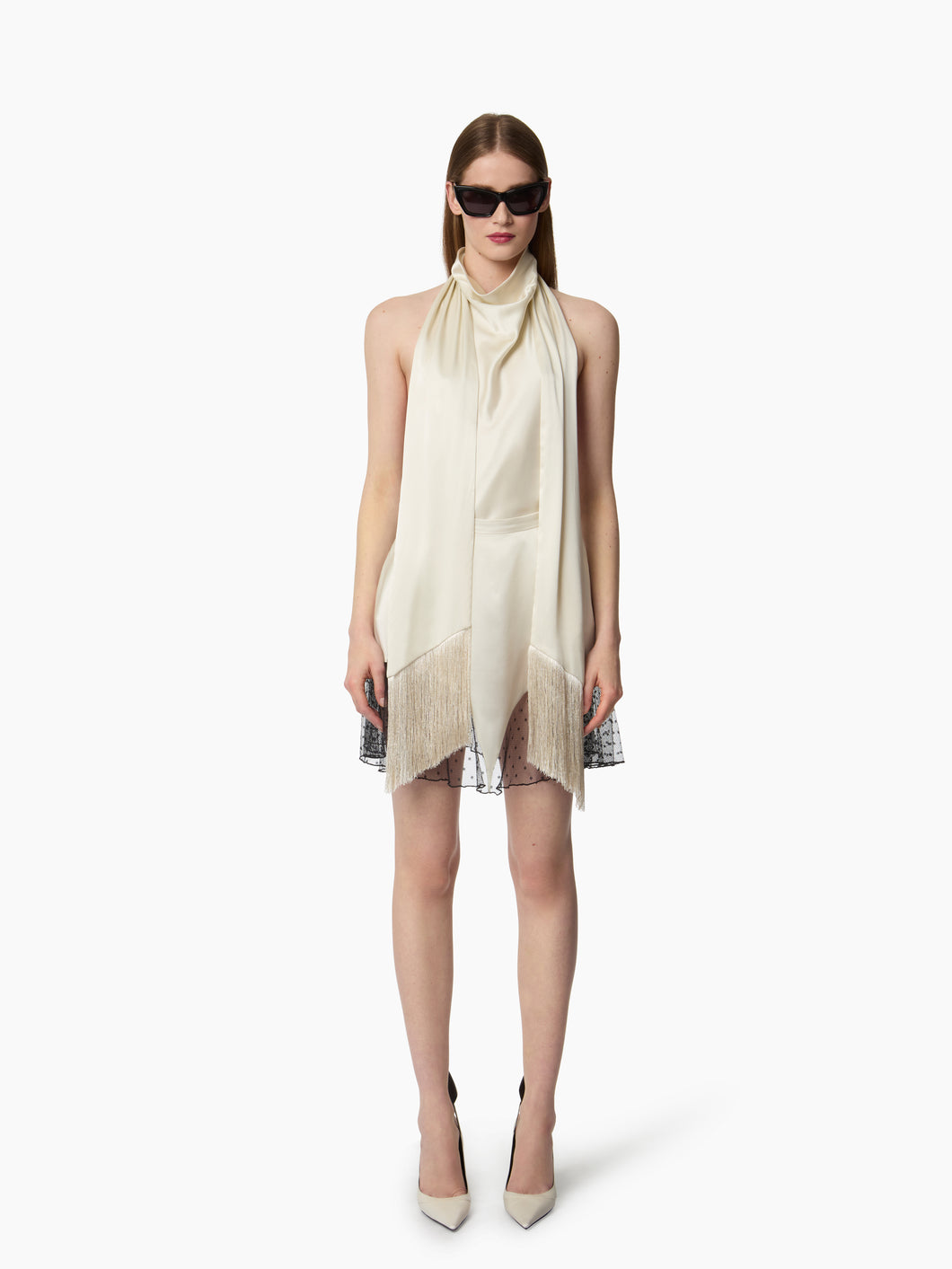 Top dos-Nu en Satin Crème