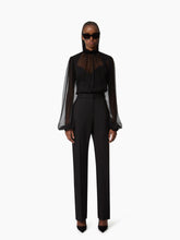 Load image into Gallery viewer, Ruffled Highneck Silk Blouse
