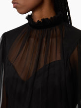 Load image into Gallery viewer, Ruffled Highneck Silk Blouse
