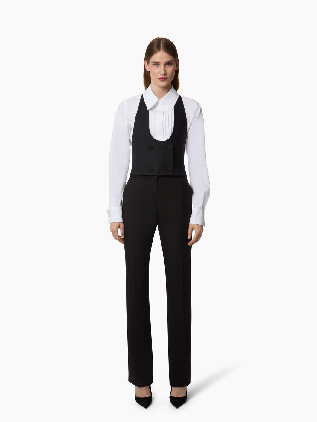 Chemise à Plastron Plissé en Coton
