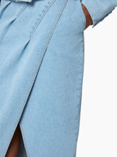 Charger l'image dans la galerie, Slit Draped Midi Skirt In Denim - Nina Ricci
