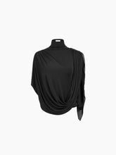 Charger l&#39;image dans la galerie, Black Highneck Fluid Draped Top - Nina Ricci

