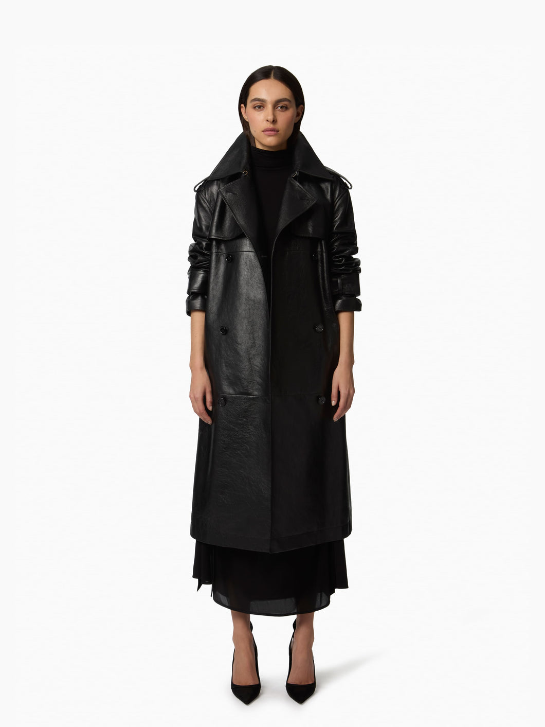 Belted Crinkled Leather Trench - Nina Ricci