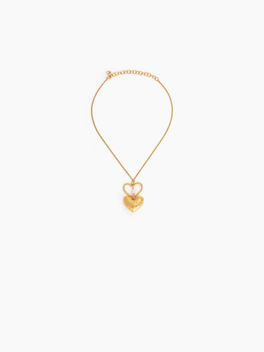 DOUBLE HEART NECKLACE IN BRASS - Nina Ricci