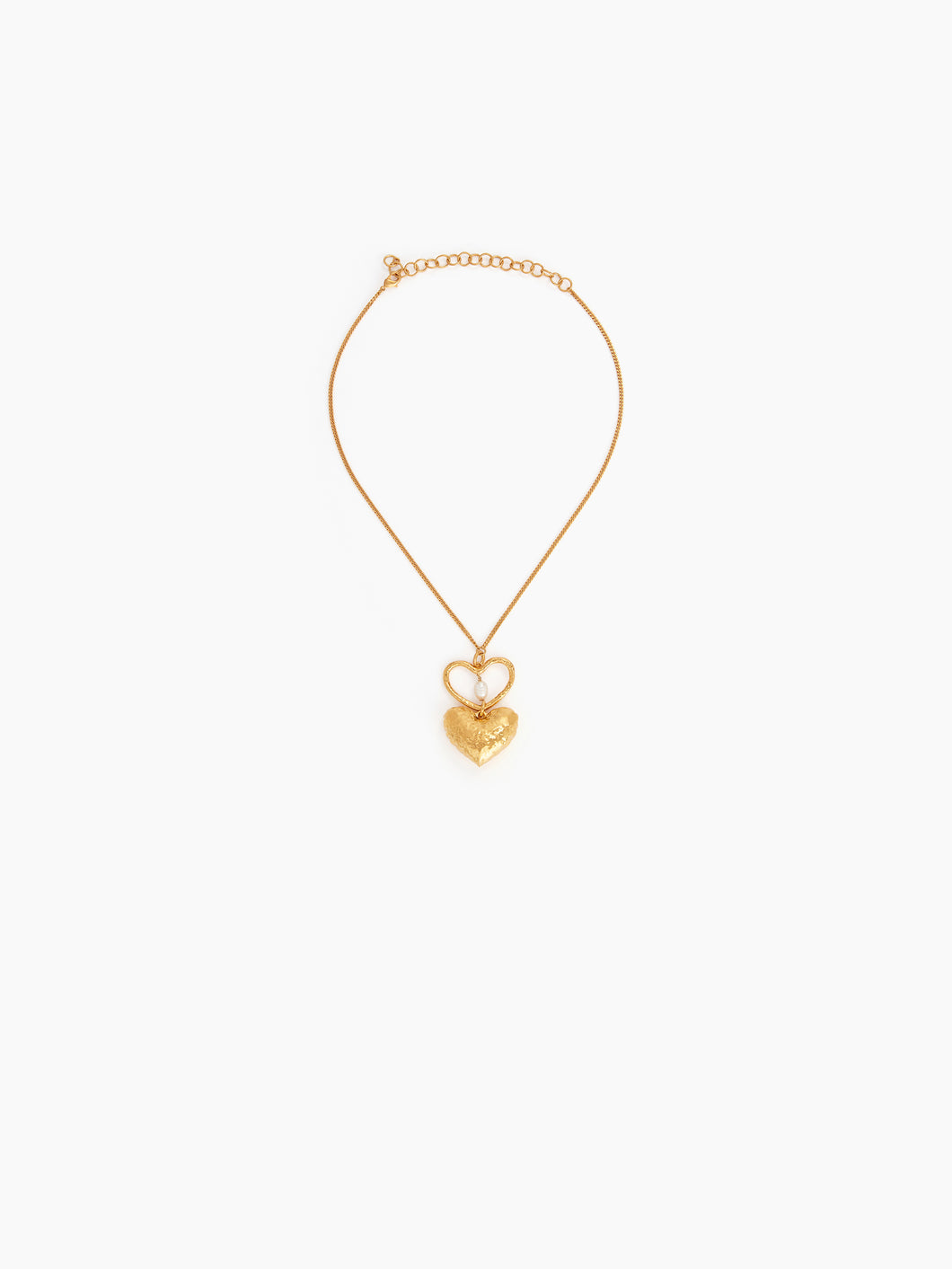 DOUBLE HEART NECKLACE IN BRASS - Nina Ricci