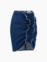 Cargar imagen en el visor de la galería, DRAPED DENIM MIDI SKIRT - Nina Ricci
