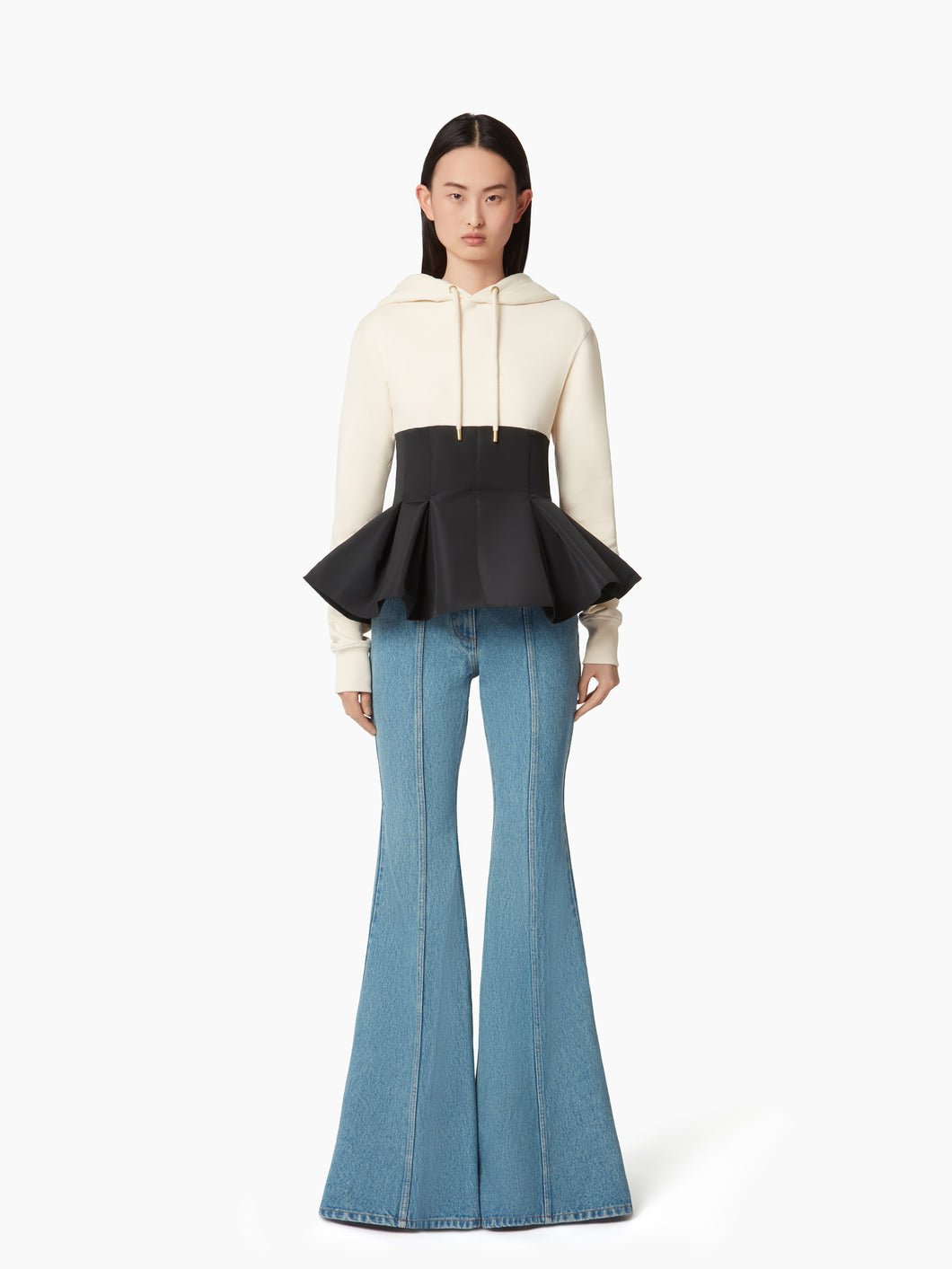 HOODIE WITH CONTRASTING PEPLUM - Nina Ricci