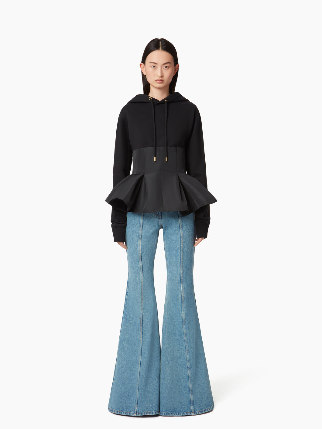 HOODIE WITH CONTRASTING PEPLUM - Nina Ricci