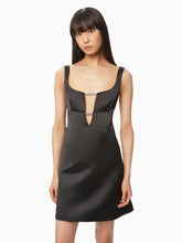 Load image into Gallery viewer, Satin mini a-line dress in black - Nina Ricci
