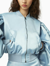 Charger l&#39;image dans la galerie, Satin cropped bomber in bluette - Nina Ricci
