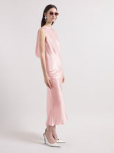 Load image into Gallery viewer, Pink asymmetrical Satin Skirt
