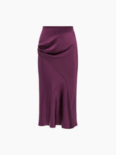Load image into Gallery viewer, Burgundy Asymmetrical Satin Skirt
