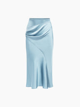 Load image into Gallery viewer, Ice Blue Asymmetrical Satin Skirt
