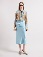 Load image into Gallery viewer, Ice Blue Asymmetrical Satin Skirt
