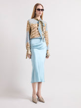 Load image into Gallery viewer, Ice Blue Asymmetrical Satin Skirt
