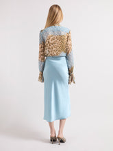 Load image into Gallery viewer, Ice Blue Asymmetrical Satin Skirt
