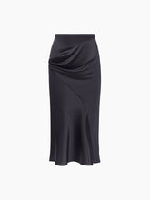 Load image into Gallery viewer, Black Asymmetrical Satin Skirt
