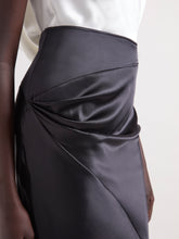 Load image into Gallery viewer, Black Asymmetrical Satin Skirt
