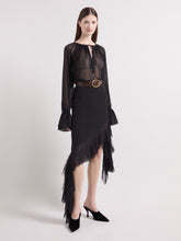 Load image into Gallery viewer, Black Asymmetrical Silk Skirt
