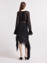 Load image into Gallery viewer, Black Asymmetrical Silk Skirt
