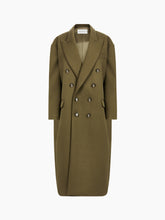 Cargar imagen en el visor de la galería, Khaki Wool Double Breasted Coat
