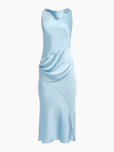 Charger l'image dans la galerie, Ice Blue Asymmetrical Satin Dress
