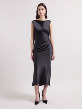 Cargar imagen en el visor de la galería, Black Asymmetrical Satin Dress
