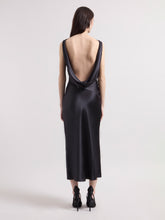 Cargar imagen en el visor de la galería, Black Asymmetrical Satin Dress
