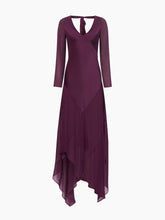 Load image into Gallery viewer, burgundy Long Sleeved Maxi Silk Dress
