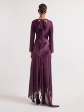 Load image into Gallery viewer, burgundy Long Sleeved Maxi Silk Dress
