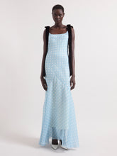 Cargar imagen en el visor de la galería, Ice Blue Polka Dots Silk Mermaid Dress
