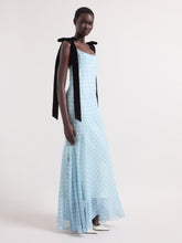 Cargar imagen en el visor de la galería, Ice Blue Polka Dots Silk Mermaid Dress
