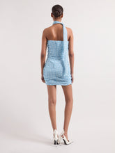 Load image into Gallery viewer, Ice Blue Polka Dots Bustier Mini Dress
