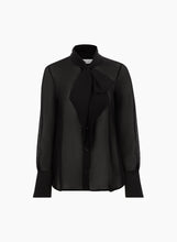 Load image into Gallery viewer, Black Lavallière Silk Shirt
