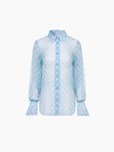 Load image into Gallery viewer, Ice Blue Polka Dots Silk Shirt
