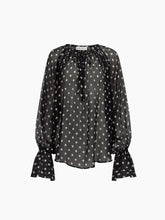 Load image into Gallery viewer, Black Polka Dots Silk Blouse
