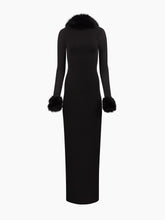 Charger l'image dans la galerie, Black Faux Fur Open Back Dress
