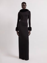 Charger l'image dans la galerie, Black Faux Fur Open Back Dress
