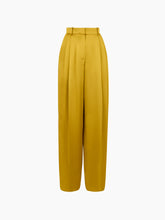 Load image into Gallery viewer, Gold Wide-Leg Crepe Satin Pants
