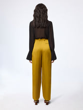 Load image into Gallery viewer, Gold Wide-Leg Crepe Satin Pants
