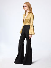 Load image into Gallery viewer, Flared Wool Gabardine Pants With Bow Detail
